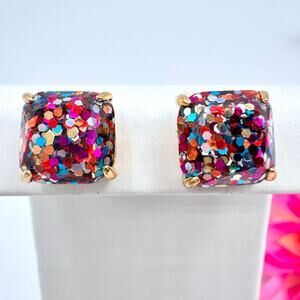Kate Spade Colorful Glitter Stud Earrings Designer Fun Flirty Party Girl